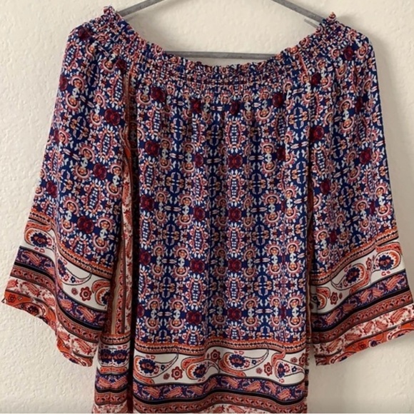 Cynthia Rowley Off Shoulder 3/4 Full Sleeves Paisley Kimono Sleeve Size Medium - Picture 2 of 7